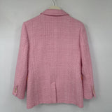 women Zara Textured Tweed Tailored Blazer Pink Jacket S
