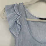 women Tricot Chic Ruffle Knit Fit & Flare Pale Blue Dress L