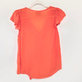 women Maeve - Anthro Dipped Chroma Silk Top Hot Coral Woven Top 4