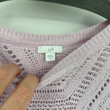 women J. Jill Geometric Crochet 3/4 Sleeve Lilac Sweater M