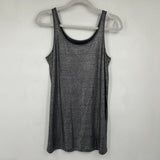women Metallic Shimmer Linen Tank Gray Silver Knit Top S