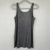 women Metallic Shimmer Linen Tank Gray Silver Knit Top S