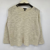 women Eileen Fisher Tencel Blend Boucle Knit Pullover Cream Sweater L