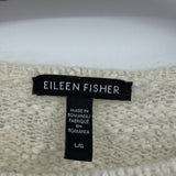 women Eileen Fisher Tencel Blend Boucle Knit Pullover Cream Sweater L