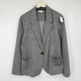 women Max Studio Houndstooth Knit Blazer Black White Jacket XL