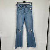 women American Eagle Super High Rise Flare Blue Jeans 4