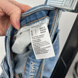 women American Eagle Super High Rise Flare Blue Jeans 4