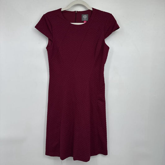 women Vince Camuto Textured A-Line Cap Sleeve Wine Dress 4