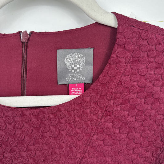 women Vince Camuto Textured A-Line Cap Sleeve Wine Dress 4
