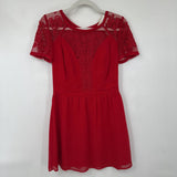 women Kimchi Blue Embellished Mesh Accents Red Dress 4