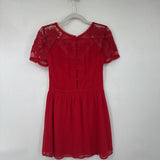 women Kimchi Blue Embellished Mesh Accents Red Dress 4
