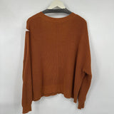women Tradlands Cotton V-Neck Rust Sweater XL