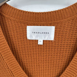 women Tradlands Cotton V-Neck Rust Sweater XL