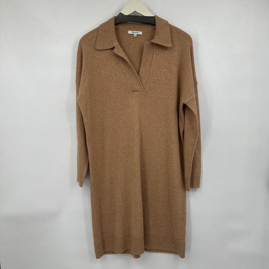 women Madewell Merino Blend Johnny Collar Camel Dress S
