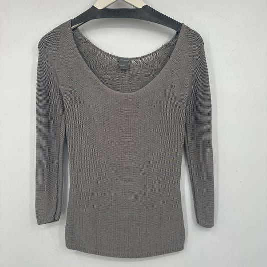 women Ann Taylor Y2K Silk Off-Shoulder Sweater Gray Vintage XS
