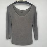 women Ann Taylor Y2K Silk Off-Shoulder Sweater Gray Vintage XS