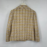 women Hanbury Ltd Plaid Tweed Jacket Cream Yellow Brown Vintage 4P