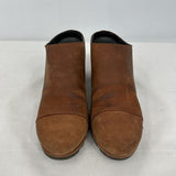 women Sorel Leather Mules Stacked Heel Brown Shoes 6.5