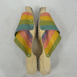 women Kelsi Dagger Brooklyn Gear Leather Clog Slide Rainbow Shoes 8.5