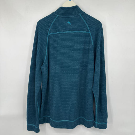 men Tommy Bahama Reversible 1/4 Zip Teal Sweater L