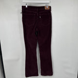 women Levi's High Rise Bootcut Corduroy Plum Pants 30/10