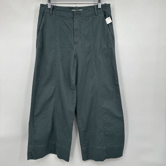women Loft Wide Leg Cotton Twill Dusty Teal Pants 6