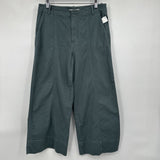 women Loft Wide Leg Cotton Twill Dusty Teal Pants 6