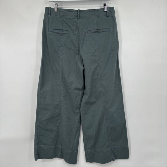 women Loft Wide Leg Cotton Twill Dusty Teal Pants 6