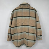 women Ella Blue Plaid Shacket Tan Jacket S/M