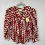 women Maeve - Anthro Avignon Scotty Dog Print Blouse Red Cream Woven Top XXSP
