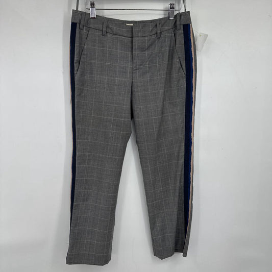 women Zadig & Voltaire Posh Check Wool & Silk Trousers Gray White Navy Pants