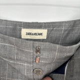 women Zadig & Voltaire Posh Check Wool & Silk Trousers Gray White Navy Pants