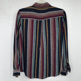 women Rails Striped Button Front Navy Blue Multi Woven Top S