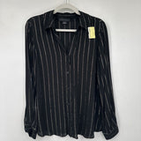 women Sanctuary Metallic Stripe Button Front Black Gold Silver Woven Top XS
