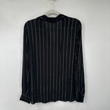 women Sanctuary Metallic Stripe Button Front Black Gold Silver Woven Top XS