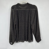 women Loft Patterned Blouse Black Woven Top S