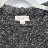 women Loft Patterned Blouse Black Woven Top S