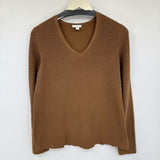 women J. Jill Cotton V Neck Brown Sweater S