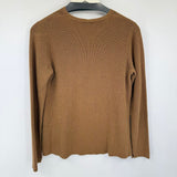 women J. Jill Cotton V Neck Brown Sweater S