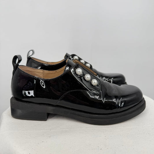 women Charles David Gent Leather Slip On Loafer Black Shoes 7