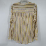 women Lucky Brand Striped Button Up Blouse Yellow Green Woven Top L