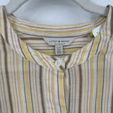women Lucky Brand Striped Button Up Blouse Yellow Green Woven Top L