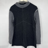 women Josette Striped Wool Blend Tunic Gray & Black Sweater XL
