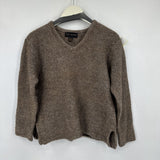 women Classiques Entier Wool Blend V Neck Brown Sweater L