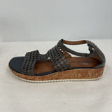 women Tamaris Wortmann Wedge Leather Sandal Gray Shoes 37/6.5