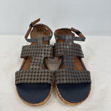 women Tamaris Wortmann Wedge Leather Sandal Gray Shoes 37/6.5