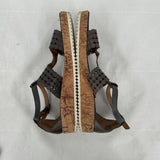 women Tamaris Wortmann Wedge Leather Sandal Gray Shoes 37/6.5