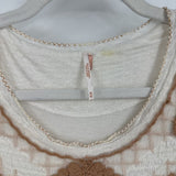 women Free People Embroidered Cream Woven Top M
