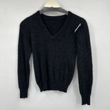 women C Cashmere V Neck Charcoal Sweater XS