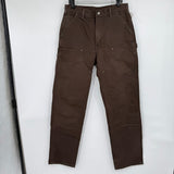 men Carhartt Double Knee Dungaree Fit Brown Jeans 34x36